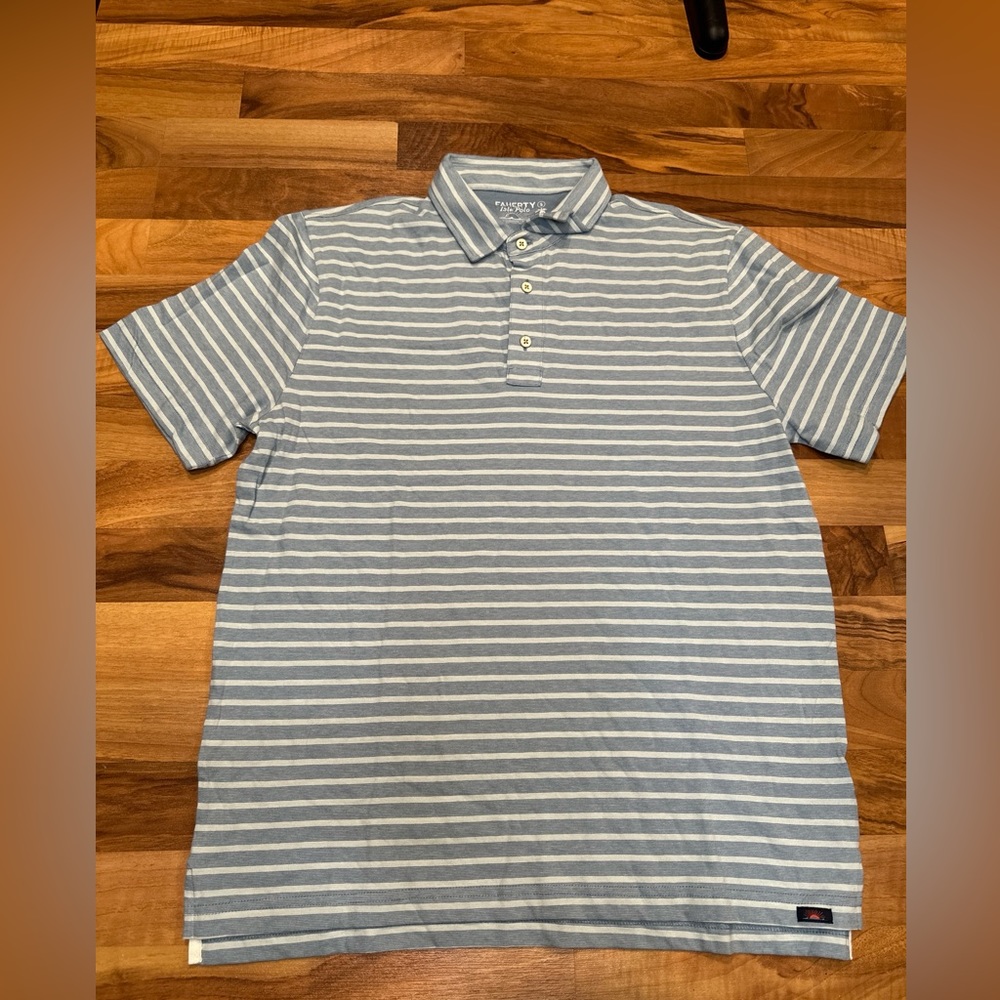 Faherty‎ Shirt Mens Small Polo Blue Stripes Isle Polo Preppy Knit Golf New